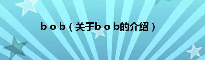 b o b（关于b o b的介绍）