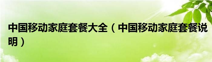 中国移动家庭套餐大全（中国移动家庭套餐说明）
