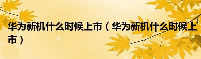 华为新机什么时候上市（华为新机什么时候上市）