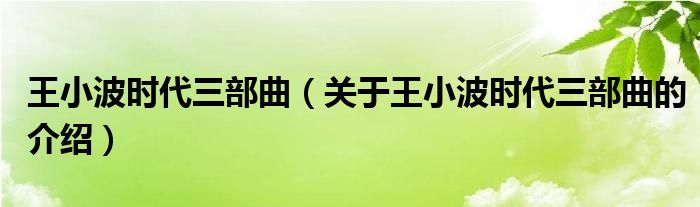 王小波时代三部曲（关于王小波时代三部曲的介绍）