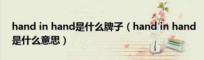 hand in hand是什么牌子（hand in hand是什么意思）