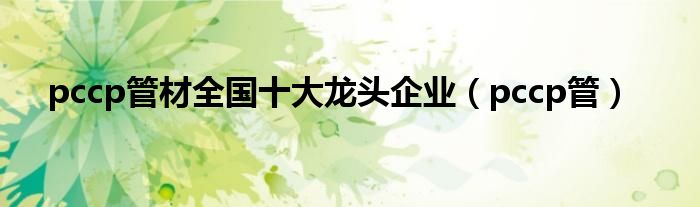 pccp管材全国十大龙头企业（pccp管）