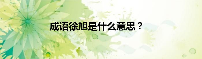 成语徐旭是什么意思？