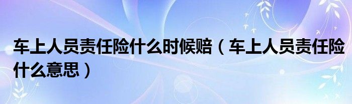 车上人员责任险什么时候赔（车上人员责任险什么意思）