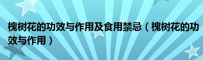 槐树花的功效与作用及食用禁忌（槐树花的功效与作用）