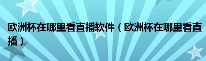 欧洲杯在哪里看直播软件（欧洲杯在哪里看直播）