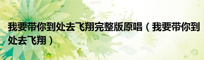 我要带你到处去飞翔完整版原唱（我要带你到处去飞翔）