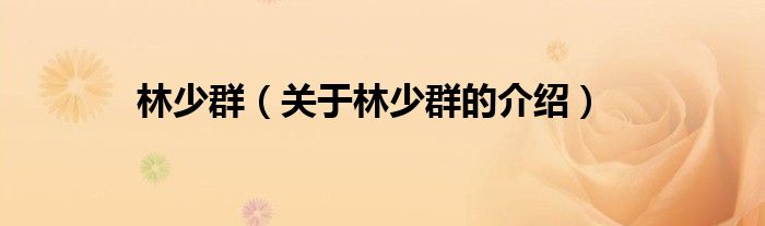 林少群（关于林少群的介绍）