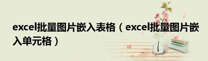 excel批量图片嵌入表格（excel批量图片嵌入单元格）