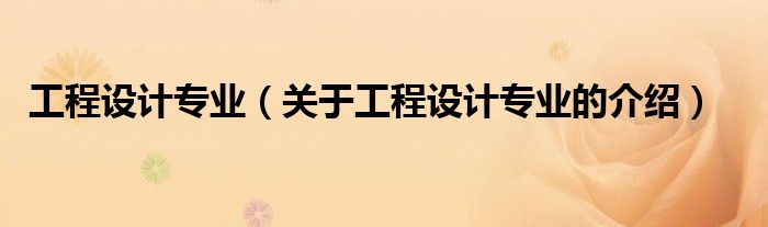 工程设计专业（关于工程设计专业的介绍）