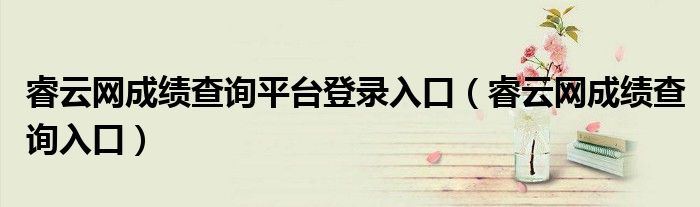 睿云网成绩查询平台登录入口（睿云网成绩查询入口）
