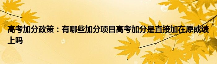 高考加分政策：有哪些加分项目高考加分是直接加在原成绩上吗