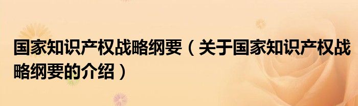 国家知识产权战略纲要（关于国家知识产权战略纲要的介绍）