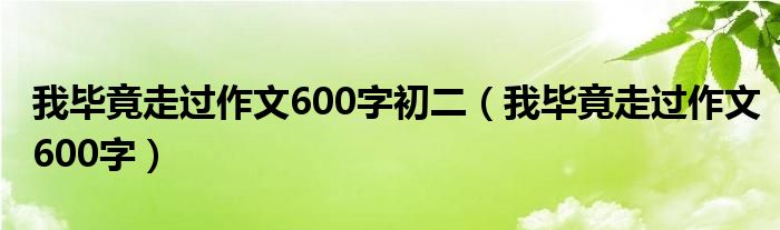 我毕竟走过作文600字初二（我毕竟走过作文600字）