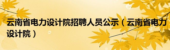 云南省电力设计院招聘人员公示（云南省电力设计院）