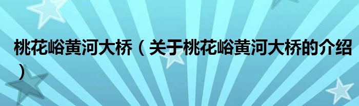 桃花峪黄河大桥（关于桃花峪黄河大桥的介绍）