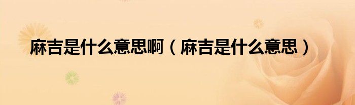 麻吉是什么意思啊（麻吉是什么意思）
