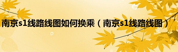 南京s1线路线图如何换乘（南京s1线路线图）