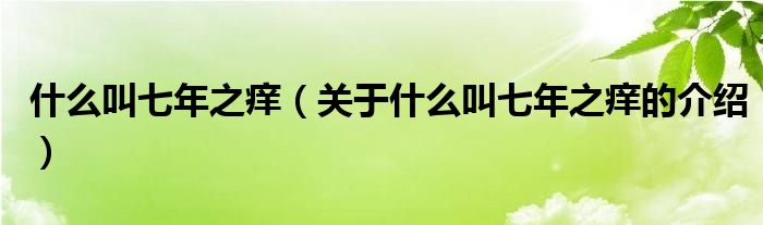 什么叫七年之痒（关于什么叫七年之痒的介绍）