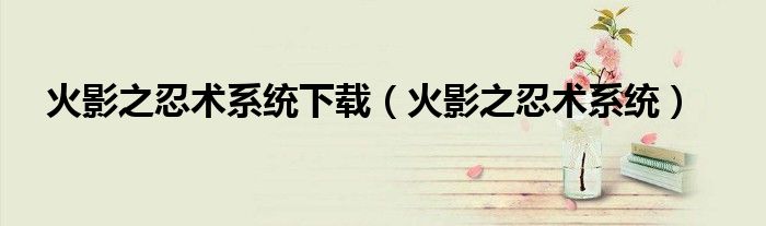 火影之忍术系统下载（火影之忍术系统）