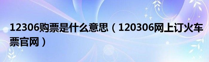 12306购票是什么意思（120306网上订火车票官网）