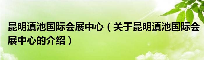 昆明滇池国际会展中心（关于昆明滇池国际会展中心的介绍）