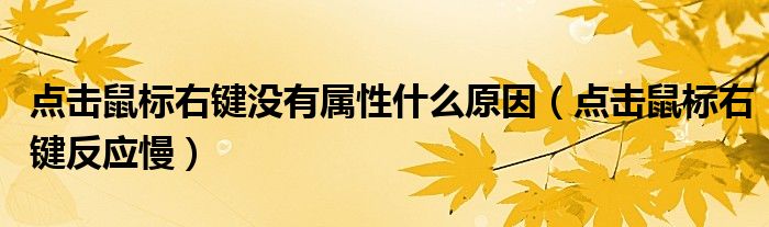 点击鼠标右键没有属性什么原因（点击鼠标右键反应慢）