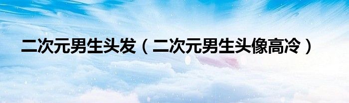 二次元男生头发（二次元男生头像高冷）