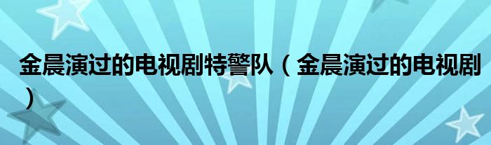 金晨演过的电视剧特警队（金晨演过的电视剧）