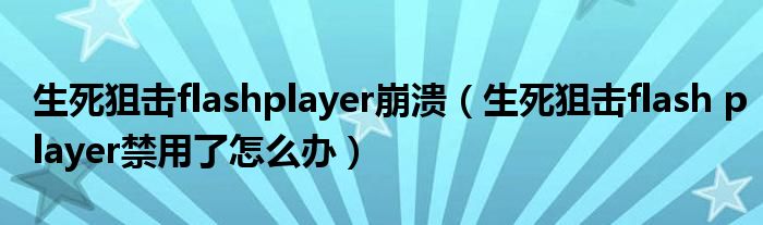 生死狙击flashplayer崩溃（生死狙击flash player禁用了怎么办）
