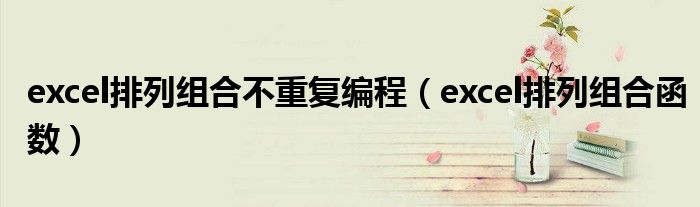 excel排列组合不重复编程（excel排列组合函数）