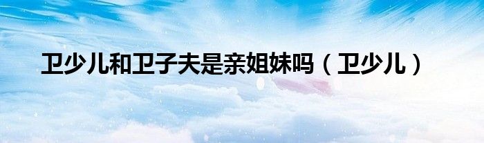 卫少儿和卫子夫是亲姐妹吗（卫少儿）