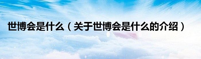 世博会是什么（关于世博会是什么的介绍）
