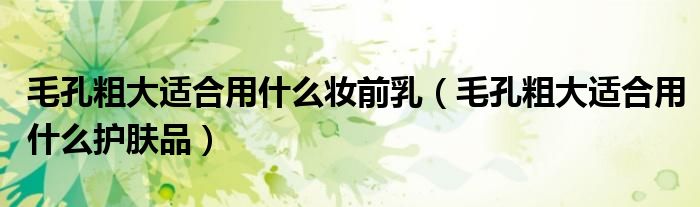 毛孔粗大适合用什么妆前乳（毛孔粗大适合用什么护肤品）