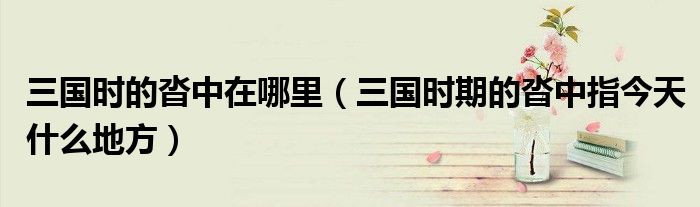 三国时的沓中在哪里（三国时期的沓中指今天什么地方）