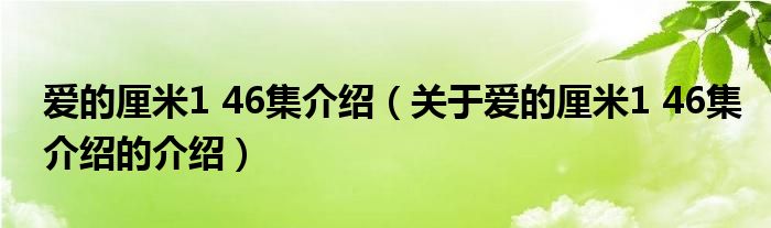 爱的厘米1 46集介绍（关于爱的厘米1 46集介绍的介绍）