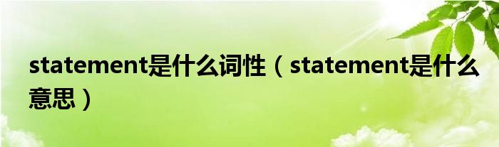 statement是什么词性（statement是什么意思）