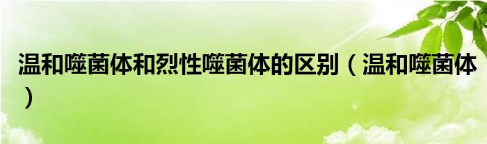 温和噬菌体和烈性噬菌体的区别（温和噬菌体）