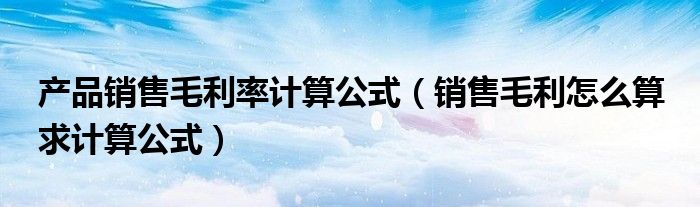 产品销售毛利率计算公式（销售毛利怎么算 求计算公式）