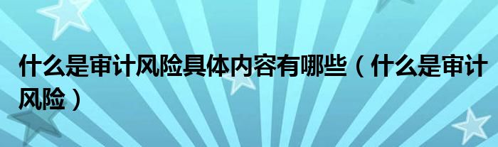 什么是审计风险具体内容有哪些（什么是审计风险）