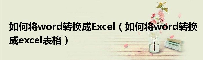 如何将word转换成Excel（如何将word转换成excel表格）