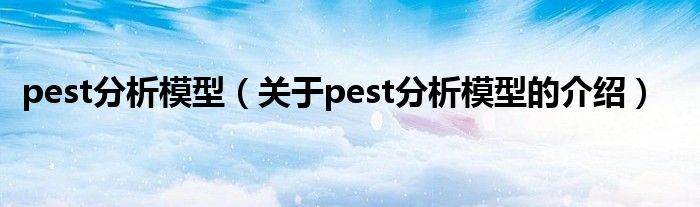 pest分析模型（关于pest分析模型的介绍）