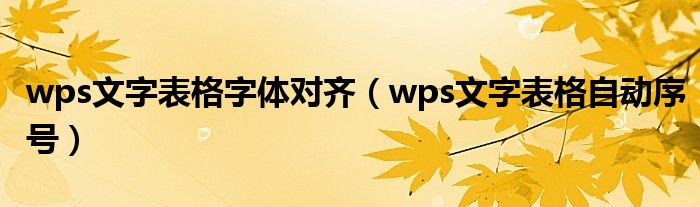wps文字表格字体对齐（wps文字表格自动序号）