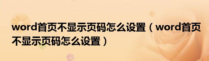 word首页不显示页码怎么设置（word首页不显示页码怎么设置）
