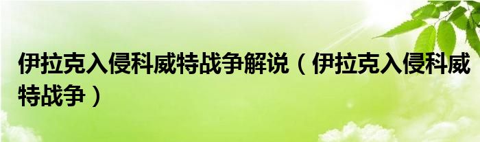 伊拉克入侵科威特战争解说（伊拉克入侵科威特战争）