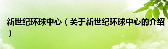 新世纪环球中心（关于新世纪环球中心的介绍）