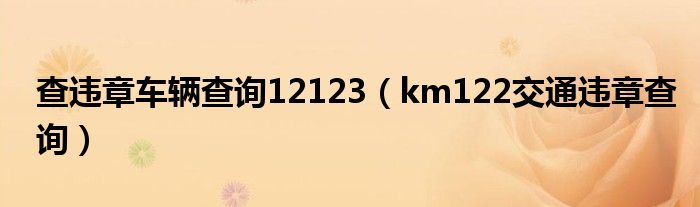查违章车辆查询12123（km122交通违章查询）
