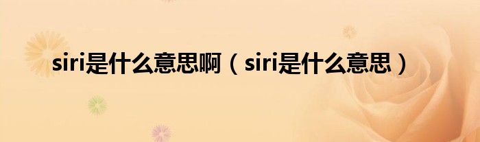 siri是什么意思啊（siri是什么意思）