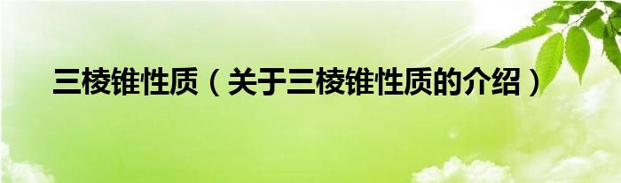 三棱锥性质（关于三棱锥性质的介绍）