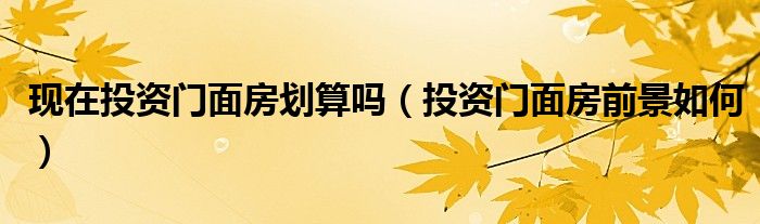 现在投资门面房划算吗（投资门面房前景如何）